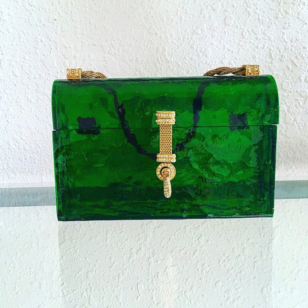 1940’s Vintage Lucite )RARE) emerald purse
